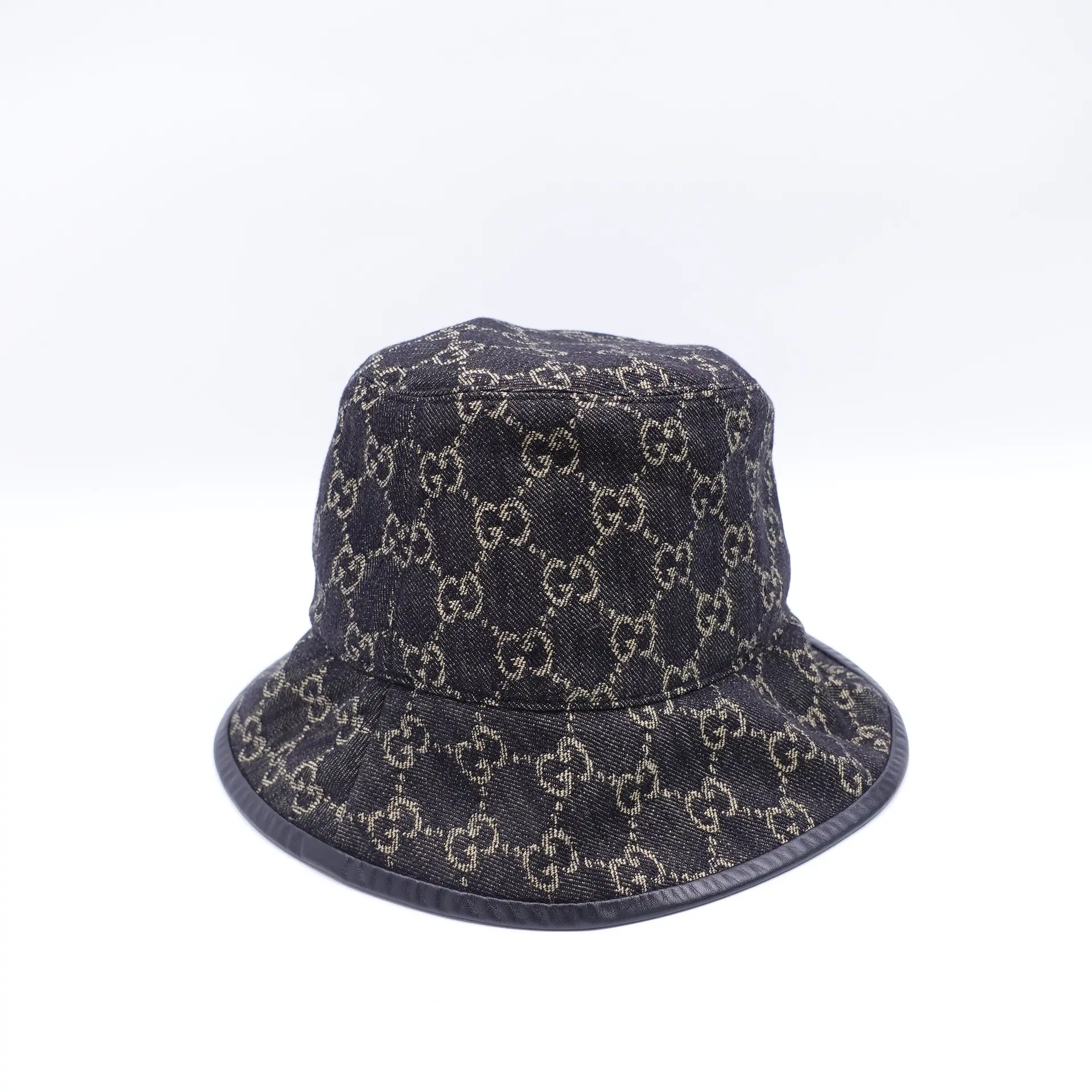 Pre-owned Gucci Monogram Brown Demin Hat T10414238