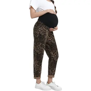 Women's Maternity Boyfriend Jeans Over Belly Stretch Denim Pregnancy Trendy Pants