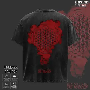 Retro Bring Me The Horizon The Sempiternal Red Ink Symbol Graphic T-Shirt, Vintage Rock Band Tee, Metalcore Music Shirt, Rock & Roll Gift for Men & Women, Alternative Band Tee