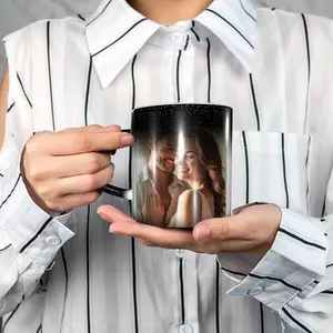 Custom ceramic coffee mug with a heart-shaped handle! Add your own unique designs, text, logos, or even photos. 11 oz capacity, suitable for all genders. A lovely personalized gift for your family and loved ones.