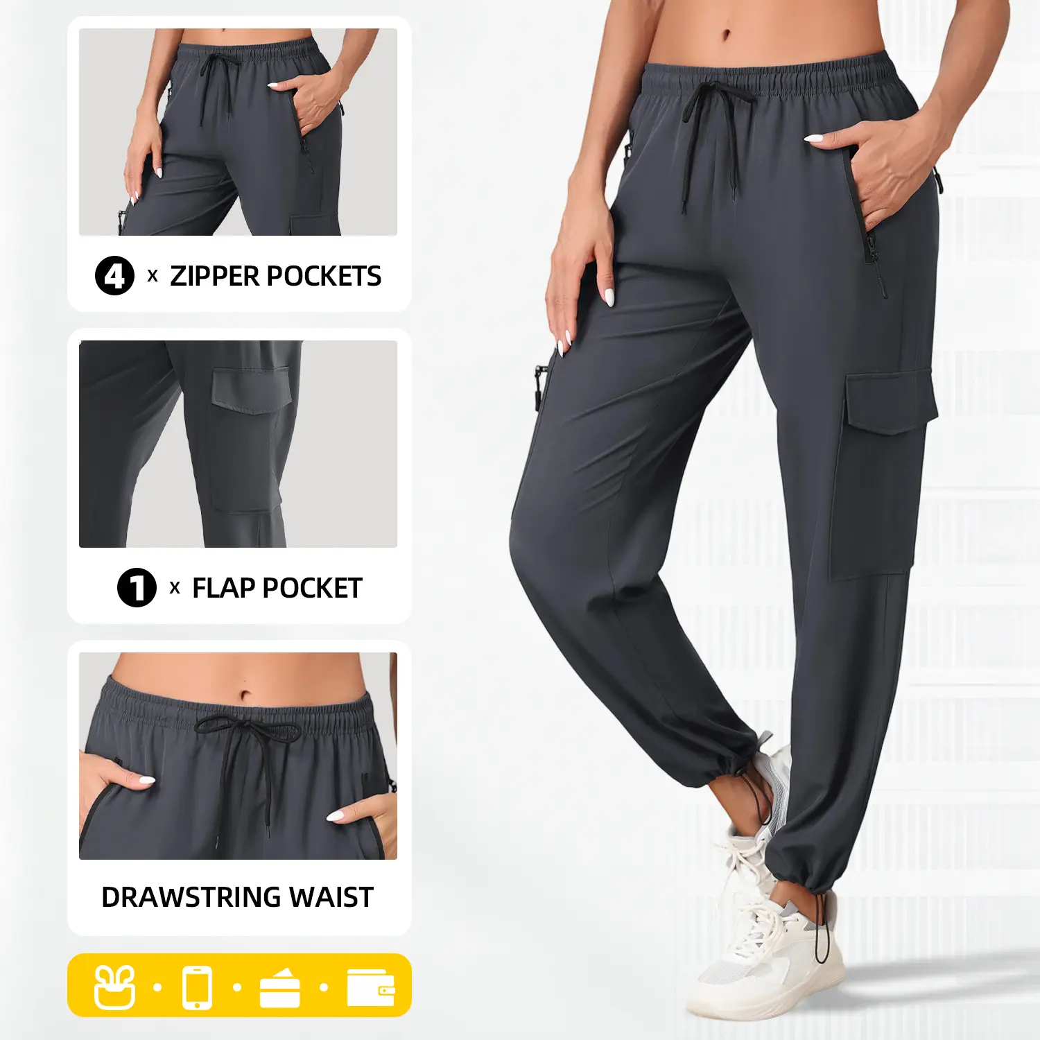 Womens Hiking Pants Quick Dry Lightweight Travel Golf Cargo Safari Pants Zipper Pockets outfit workout sports pants