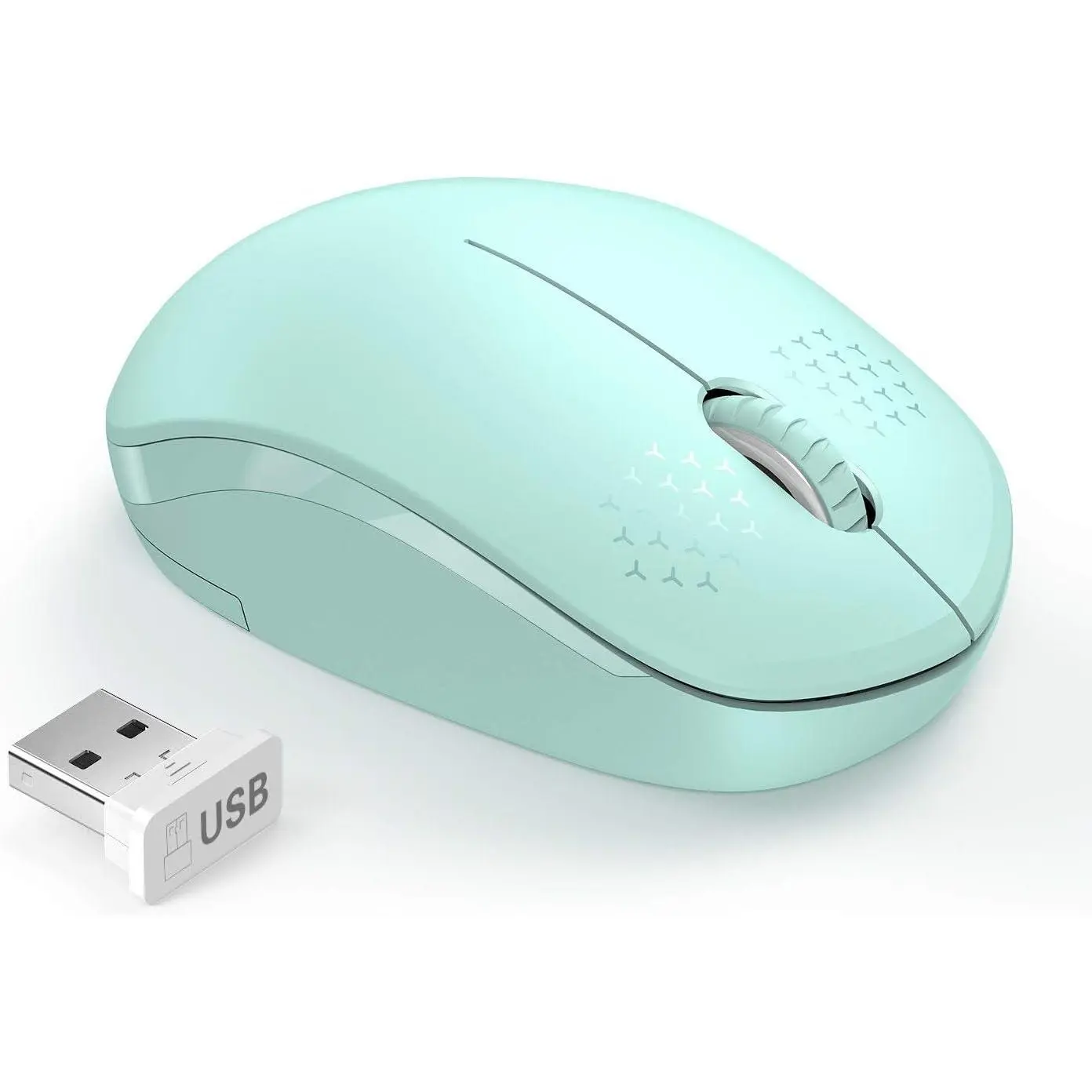 h-66 Wireless Mouse for Laptop, 2.4G Noiseless Mouse with USB Receiver - Optical Tracking Portable Computer Mice for Chromebook, PC, Tablet, Windows System, 24 Months Battery Life - Mint Green