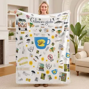 Gilmore Girls Stars Hollow Icons Blanket, Cozy Luke's Diner Flannel Throw, Soft Warm Fleece for Binge-Watching Nights, Perfect Gift for Gilmore Girls Fans, Home Decor for Bed Couch
