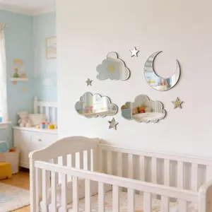Artistic Cloud-Shaped Acrylic Wall Mirror, Modern Creative Decorative Mirror for Living Room, Bedroom, Bathroom Home Decoration