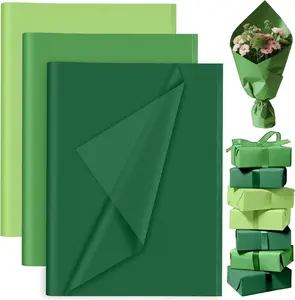 60 Sheets Green Tissue Paper Bulk, Green Tissue Paper Sheets for Gift Bags for Saint Patrick's Day Gift Wrapping Birthday Wedding Holiday Flower