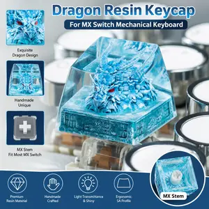 Artisan Keyboard Ice Dragon Resin Escape Custom Esc 1u Sa R1, Handmade Mx Switch Design Mechanical Keyboard Cover, Unique Craftsmanship