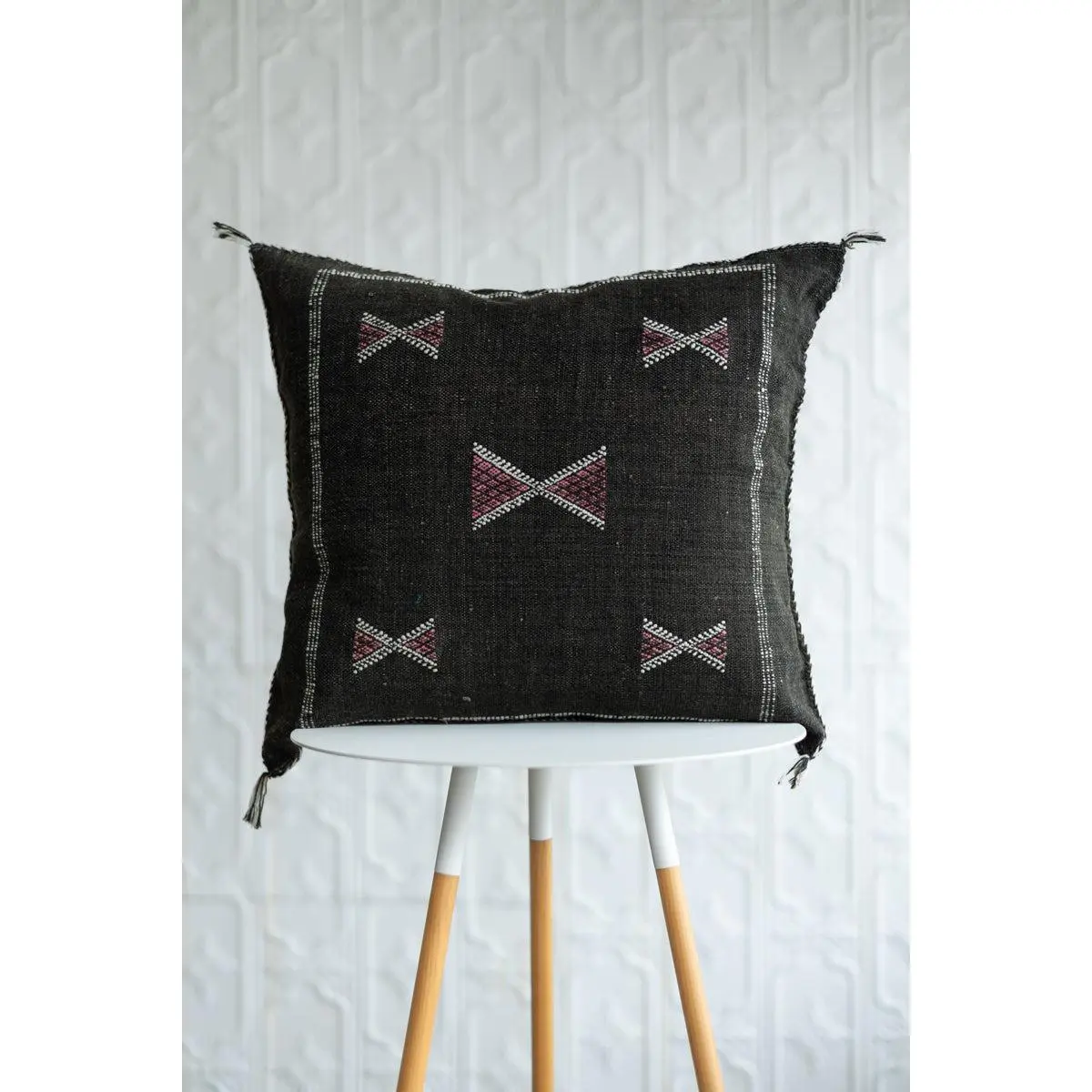 Espresso Brown Moroccan Sabra Cactus Silk Pillow - 97
