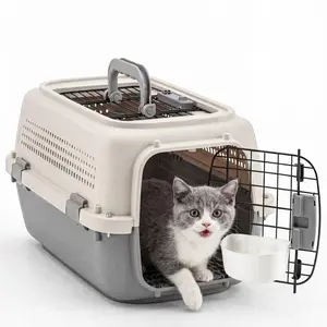 22" Airline Approved Cat Carrier for Pets Up to 22lbs, Top & Front Loading Travel Crate with Ventilation, Heavy Duty Plastic Kennel for Anxious Cats & Medium Breeds, Perfect for Cabin Travel