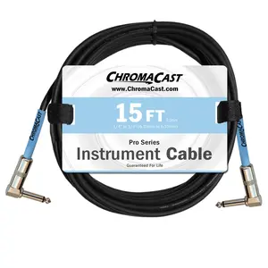 ChromaCast Pro Series Instrument Cable, Angle - Angle, Daphne Blue, 15 foot | USA Lifetime Guarantee