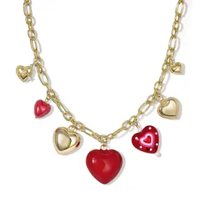 KISSYAN Charm Necklace for Women, 14K Gold Plated Heart Starfish Sun Pendant Fashion Link Chain Boho Summer Beach Jewelry Gifts