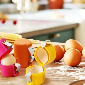 Egg Shell Opener Raw Egg Separator Stainless Steel Egg Cutter Quickly Cut Cooked Eggs Suitable for Home Kitchen Metal Utensils Cube Design for Boiled Eggs Easy Efficient Separation