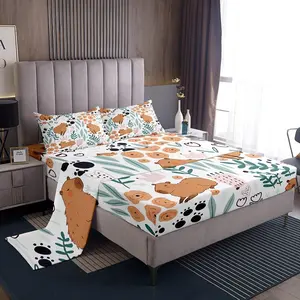 Feelyou Capybara & Flowers Bed Sheet Set - Cute Animal Bedding Set with Soft Breathable Microfiber Cloth, Multi-Size Soft Breathable Sheet Option