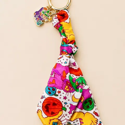 Satin Kitty Witch Keychain
