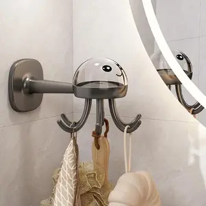 Wall Mounted Suction Cup Rotating Hooks 360 Degree Folding Multi Hook Organizer Punch Free Adhesive Hanger for Kitchen Utensils, Towel Hooks for Wall, and Home Storage, Bathroom Suction Hooks