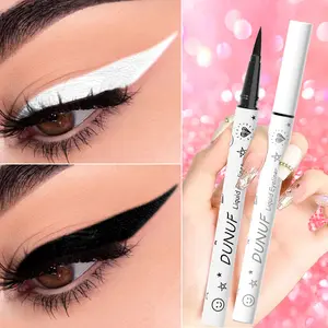 DUNUF 1pcs (Black & White) Liquid Eyeliner | Waterproof Smudge Proof Long Lasting | TikTok Viral Graphic & Cat Eye Makeup for Festival, Party & Creative Looks thin eyeliner day makeup color eyeliner pen marker