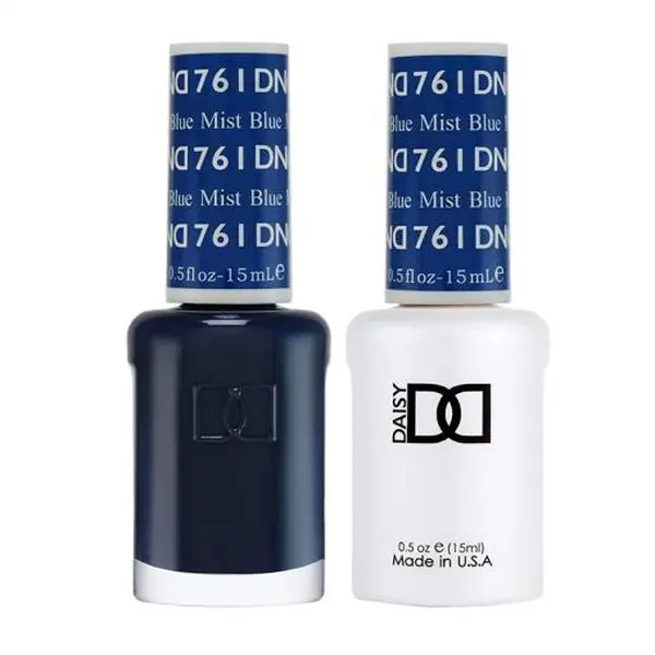 DND DC Gel & Lacquer Duo Set - 2 Polymer-Based UV Curing Nail Polish Glass Bottles, Professional Unisex Nail Art Manicure System, Blue Mist #761