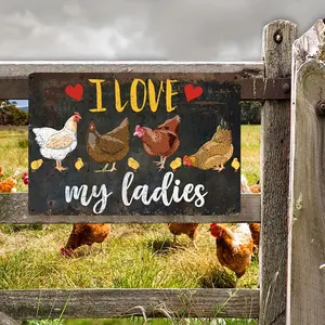 1pc Vintage Chicken metal iron logo, Fun coop logo, Indoor outdoor chicken logo decoration, Vintage Tin Fence Sence Coop Decoration logo, vintage kitchen decoration, Gift for chicken owners (8 "X12"/ 20cm*30cm)