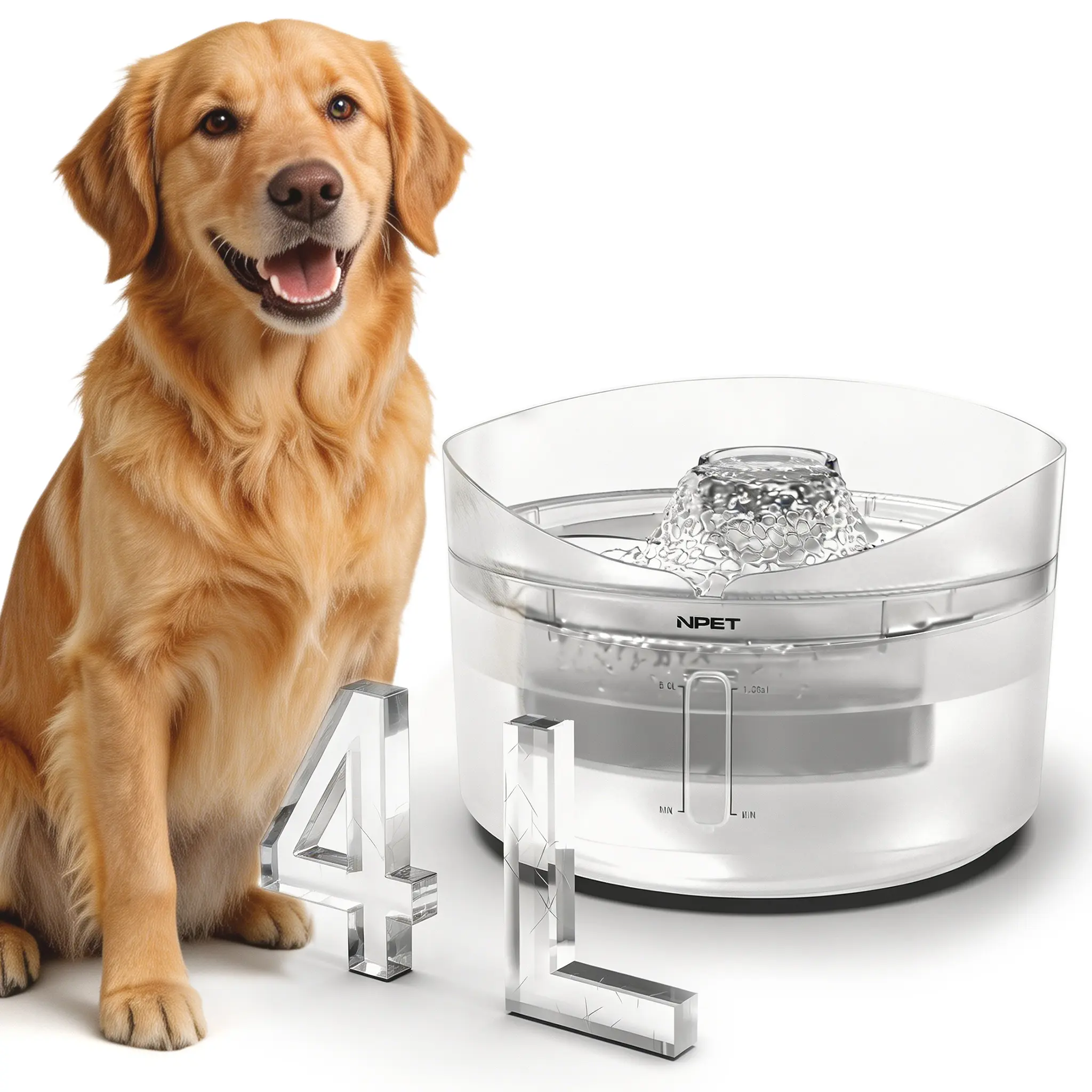 NPET DF20 4L Auto Circulate Pet Water Fountain, Quiet Operation Splash-Proof Dispenser for Cats & Small Dogs, Black