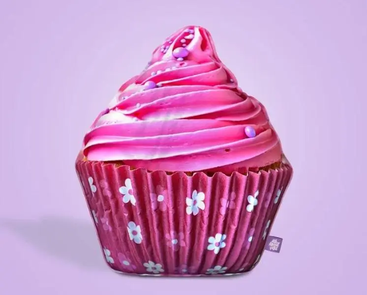 Pink Cupcake Pillow | All About Vibe – Cute 3D Cupcake Throw Pillow | Sweet Aesthetic Room Decor & Foodie Gift | Soft & Huggable, Made in USA