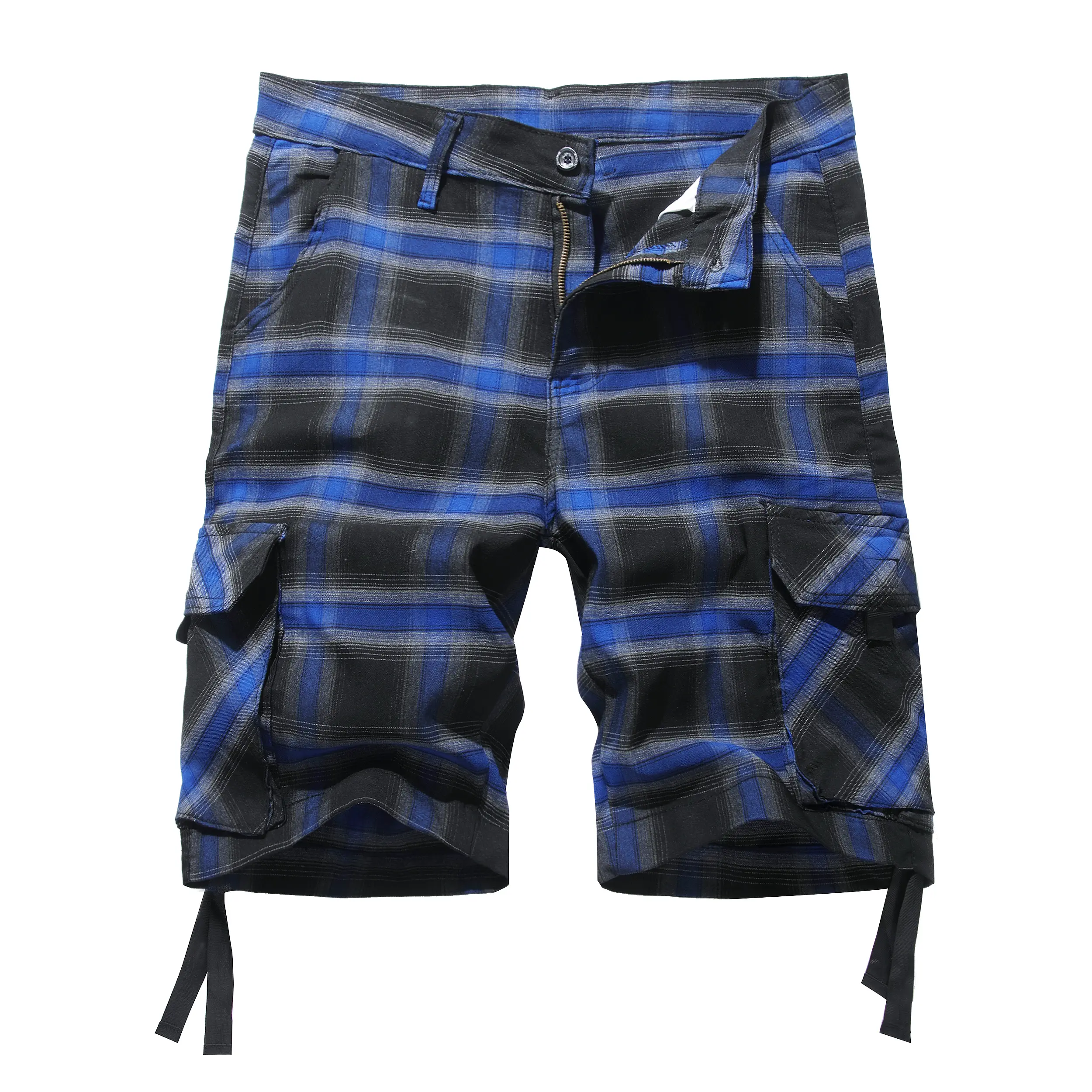 Cargo Short for Men 10" Inseam Relaxed Fit Plaid Outdoor Hiking Work Stretch Cotton Casual Shorts with Multi-Pocket