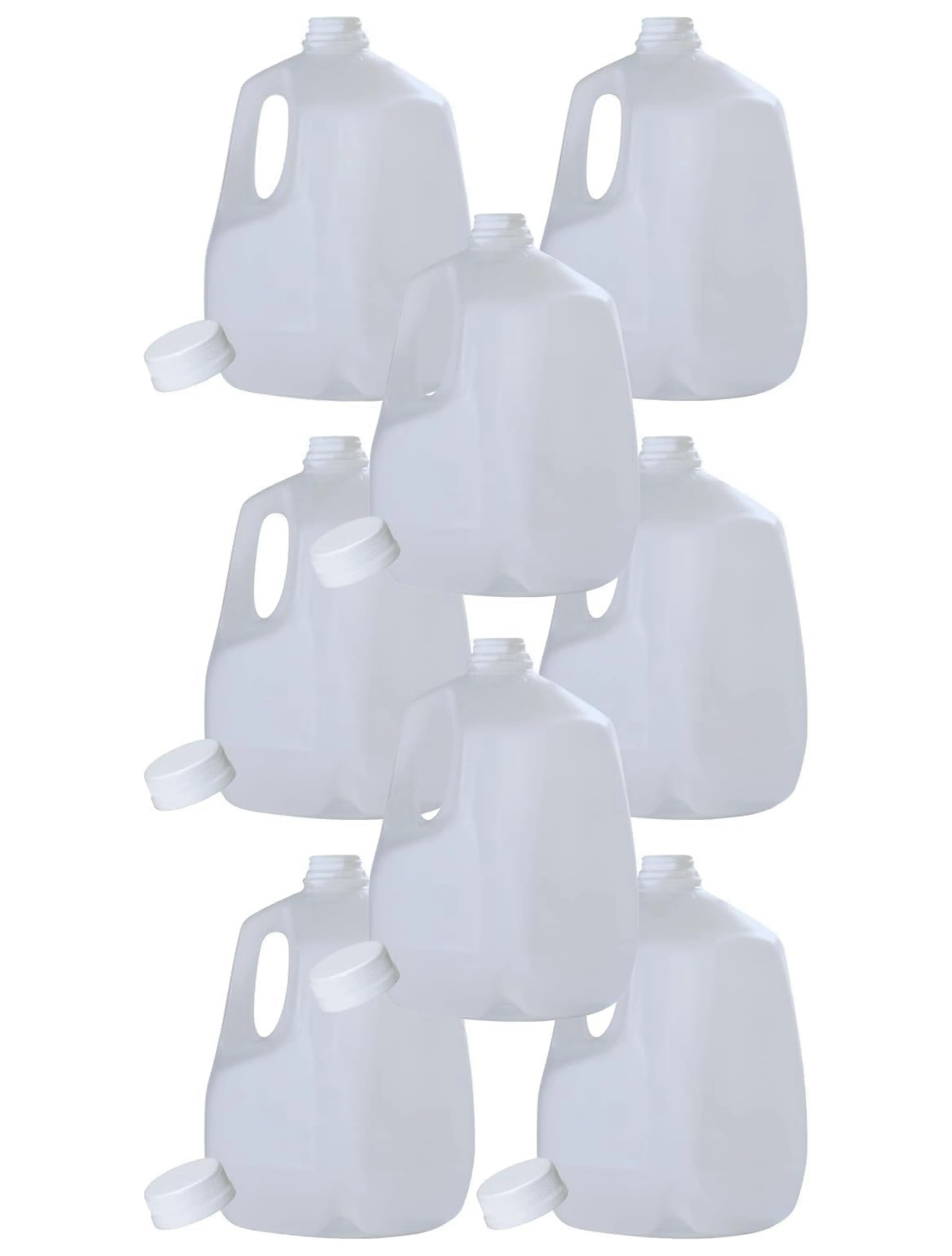 (8 PACK) 128 Oz Empty Plastic Gallon Juice Bottles with Tamper Evident WHITE Caps - Smoothie Bottles - Ideal for Juices, Milk, Smoothies, Picnic's and Even Meal Prep - Made in USA