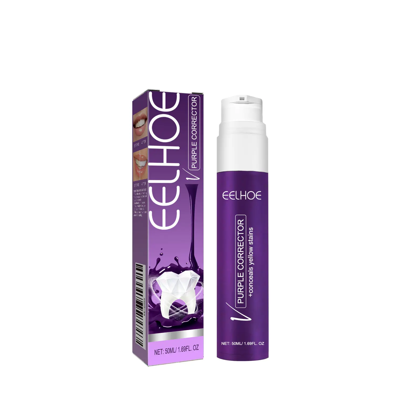 2 PCs White Teeth, Teeth Whitener, Purple Toothpaste for Teeth Whitening Kit Tooth whitening Blanqueador de Dientes (2)