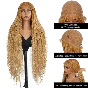 #T274/614 36 Inches Full Lace Premium Synthetic Fiber Bohemian Box Braided Wigs Knotless SuperNova Hair #Summervibes