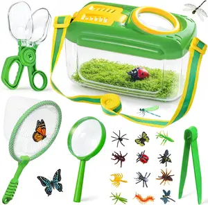 Bug Catcher for Kids, 17 PCS Bug Catching Kit with Bug Collector Toy Bugs Butterfly Net Magnifying Glass Insect Catcher Tweezers, Outdoor Explorer Kit for Kids Age 3 4 5 6 7 8