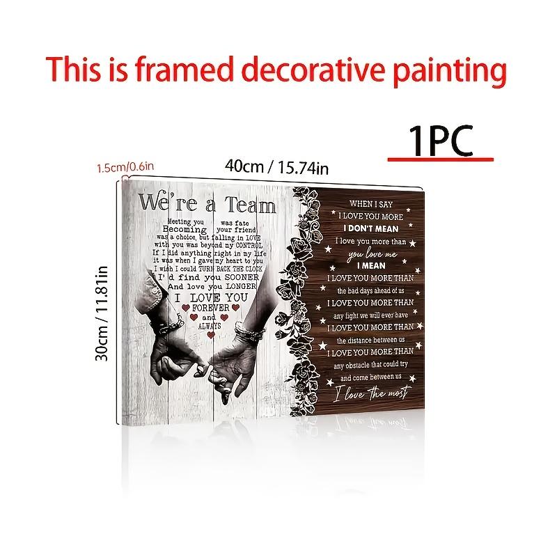 1pcs 30x40cm (11.81x15.75in) Wooden With Frame Couple Canvas, I Love You Couple Gift, Meeting You Was Fate Canvas, Gift For Lover Birthday Anniversary Couple Lover Canvas Decor Ornaments