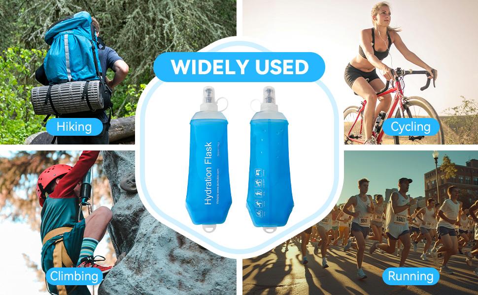 Soft TPU Foldable Hydration Flask 500ml Collapsible Water Bottle with Bite Valve for Running Cycling Hiking and Outdoor Activities
