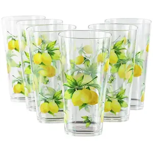 6pc Acrylic Drinkware Set 19oz Fresh Lemons