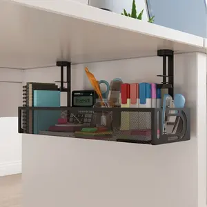 Under Desk Cable Management Rack, No Drilling Required, Socket Cable Fixing Storage Tray, Suitable for Home Office Desks, Work Organizer