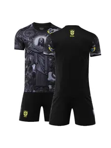 Sports Set Boys Girls Brazil Football Jersey Fan Shirt Training Clothes Casual Short Sleeve Shorts All Seasons Loose Fit
