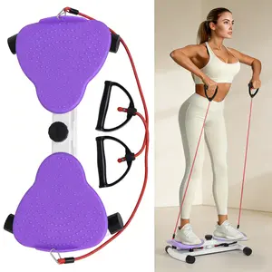 Quiet Home Gym Twisting Stepper,Core Torsion Trainer Waist Twister | Resistance Bands Included | Acupressure Nodes Massage | Compact Exercise Equipment for Home & Office,Party Gifts,Purple