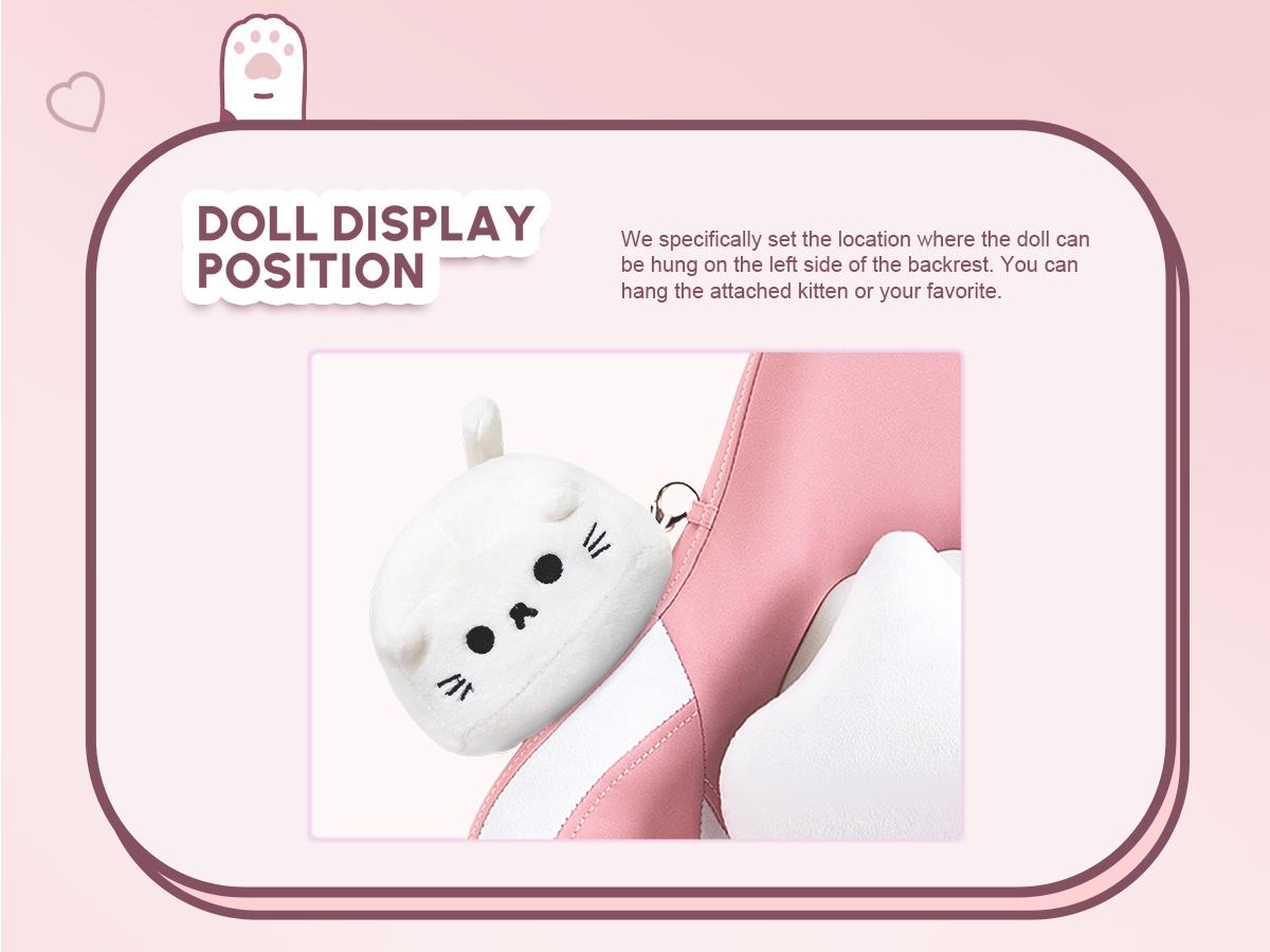 Dowinx Gaming Chair Cute with Cat Ears and Massage Lumbar Support, Ergonomic Computer Chair for Girl with Footrest and Headrest, Comfortable Reclining Game Chair 290lbs for Adult, Teen, Three Colors