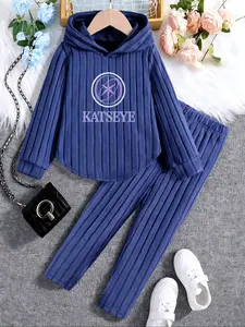 Katseye Girls' Printed Hoodie Sweatshirt, Graphic Casual Hoodie, Eye-Catching Letters & Logo, Spring & Fall Outerwear, Casual Fitted Style