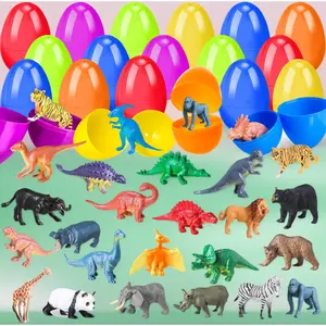 24 Pack Prefilled Easter Eggs with Animal Dinosaur Toys – Easter Basket Stuffers for Kids, Egg Hunt Game Supplies, Classroom Rewards & Party Favors