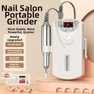 Professional nail drill and polishing machine, portable USB rechargeable acrylic gel set with 12 drill heads at 4000 revolutions per minute, suitable for home and salon use, ceramic nail file heads, nail drill and polishing tool, perfect gift choice