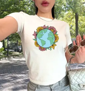 Earth Day Baby Tee G5000B + croptop, Baby Tee, Earth Crop Top, Earth Day Shirt, Activist Shirt, Summer Crop Top, Cottagecore Shirt