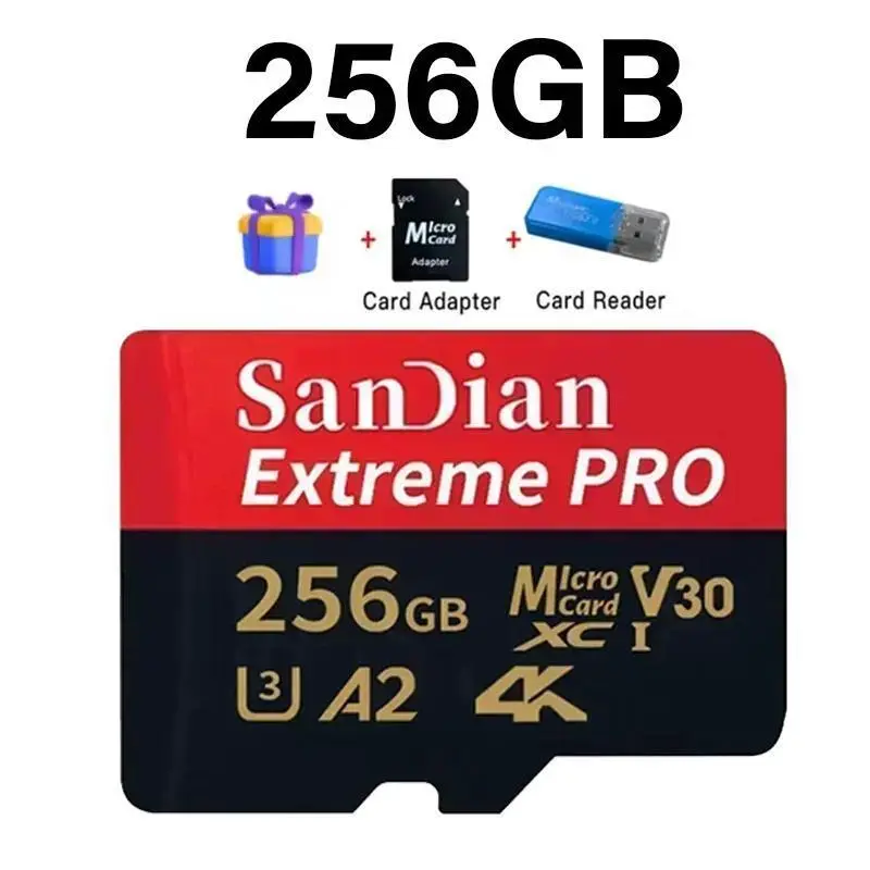 Class 10 U3 V30 Waterproof Memory SD Cards with USB Adapter 128GB 512GB High Speed Micro TF/SD Card for Phone Laptop Camera