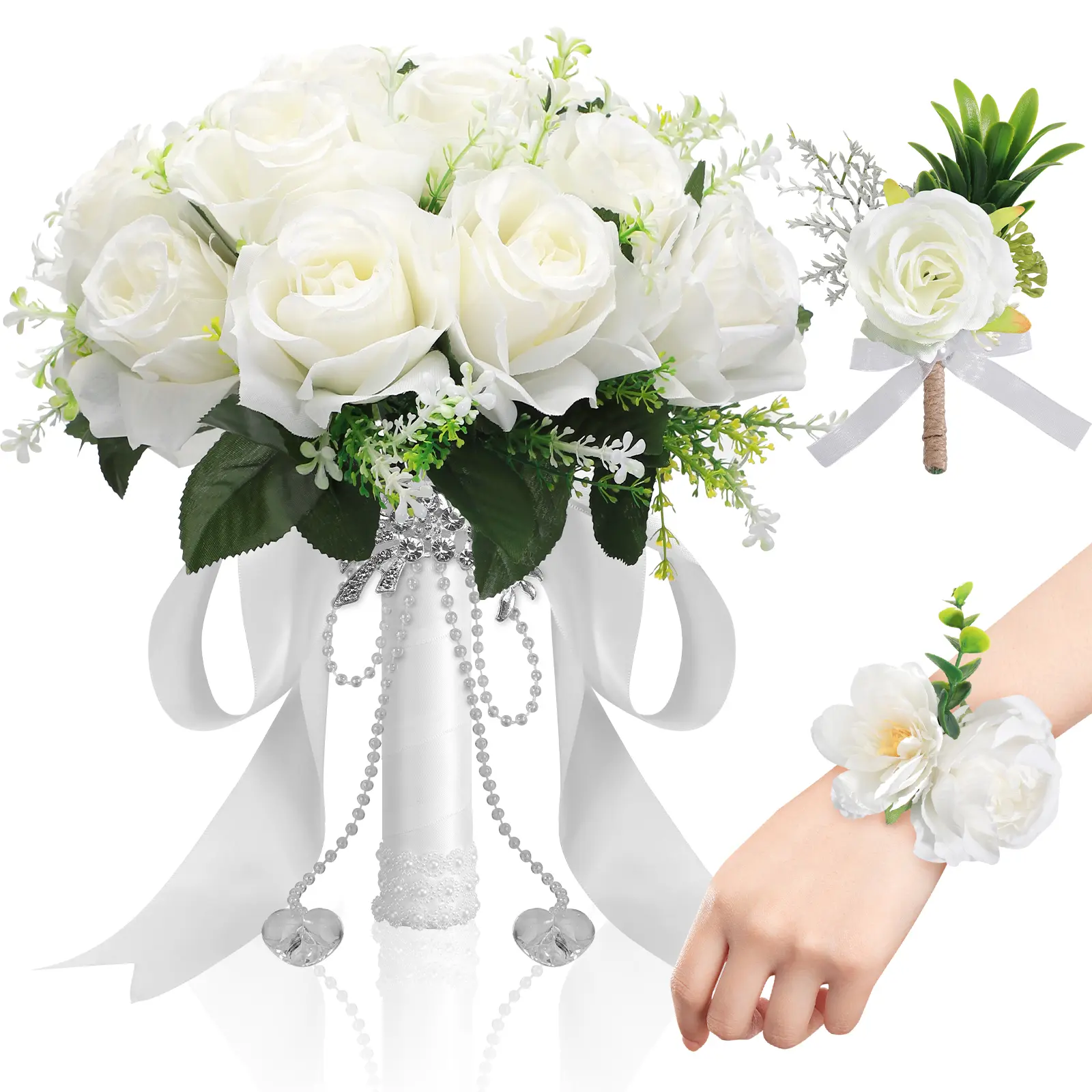 what color corsage for silver dress Black Silver Fabric Flower Corsage Boutonnire Set, Wedding Prom Accessories