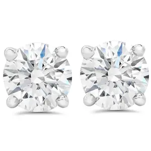 2 1/2 ct Round Diamond Screw Back Studs in 14k White Gold Enhanced