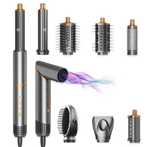 8 in 1 Hot Air Brush Hair Styler, High-Speed Hair Dryer Brush with Auto Wrap Curlers, Foldable Ionic Blow Dryer Brush for Fast Drying, Volumizing & Curling, Multi-Styling Tool (Gifts for Women)