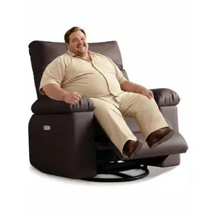 Garvee Oversized Manual Recliner Chair for Adults with Extra Wide PU Leather Lounge Design, 1.5X Plush Cushion, 400LB Capacity, 22 Inch Wide Seat, 135° to 150° Recline, Swivel and Rocking Features for Living Room & Bedroom