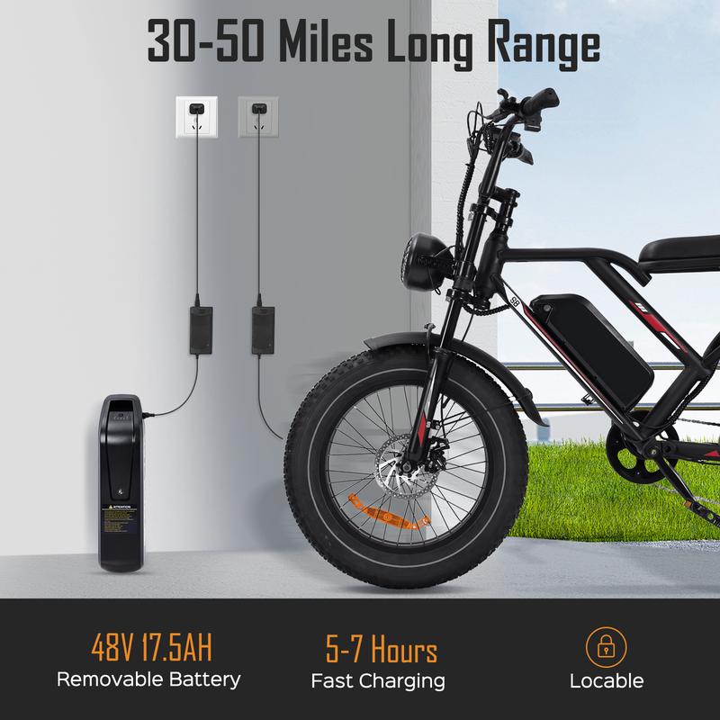 Smart Peak 1500W Ebike 48V 17.5Ah Removable Battery 31MPH 20" Fat Tire Dual Shock Absorber Adults Electric Bike for Mountains Snow Sand Road Folding High-Powered E-Bike electric  bicycles