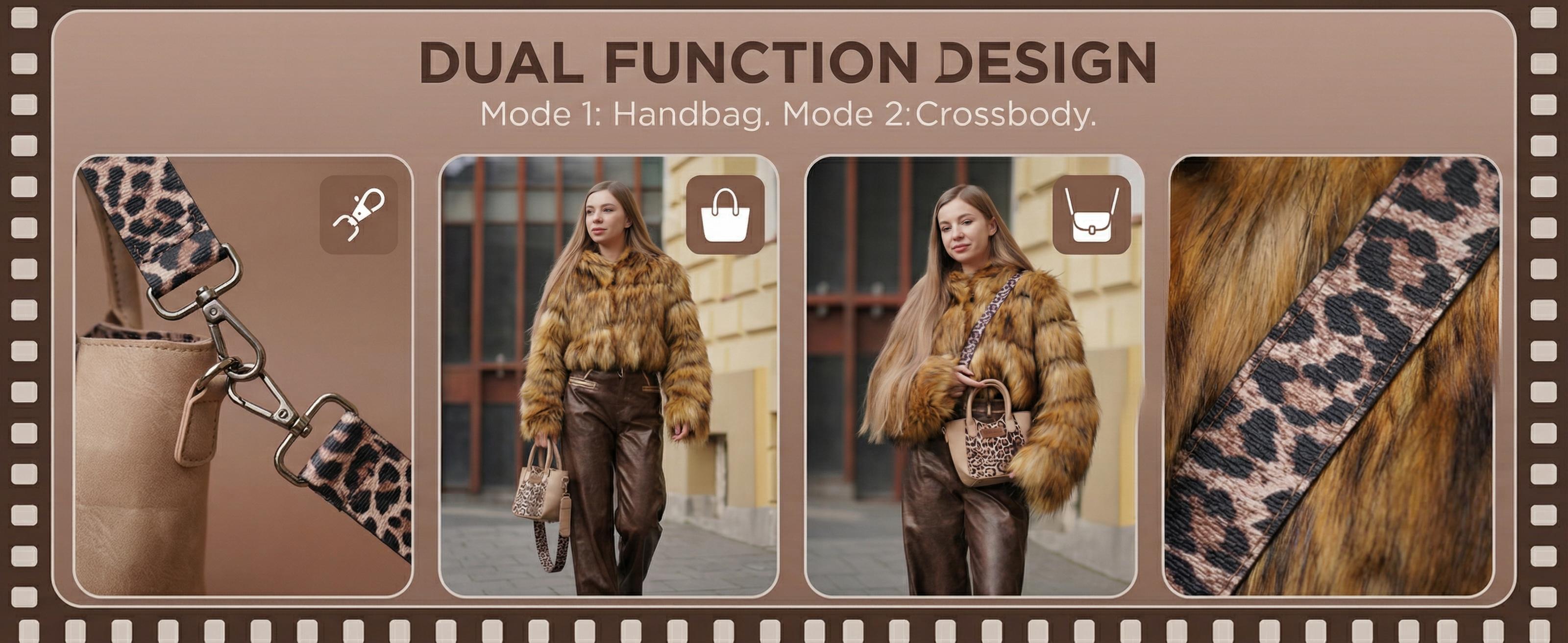 Wrangler Leopard Print Small Tote Crossbody Bag for Women Everyday Use with Adjustable Strap and Stylish Design cross  body