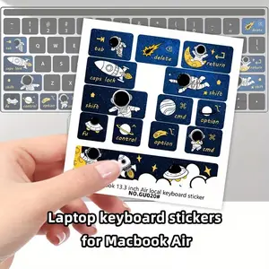 Cartoon Keyboard Stickers for Macbook Air, PVC Self-Adhesive, Matte Finish, Multi-Color Cute Animal Design, Easy to Apply and Remove