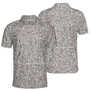 Men’s Performance Polo Shirt Classic Deer Camo Hunting Style Moiture Wicking Outdoor Outfit Tee