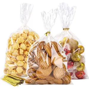 Cellophane Bags Plastic Gift Bag Clear Cookie Treat Bags with Twist Ties for Party Favor Bag(100PACK,6x10inch)
