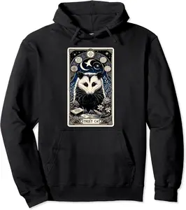 Opossum Tarot Card Street Cat Witchcraft Gothic Possum Pullover Hoodie - Williamze Shop 64B0CR8CY5BY